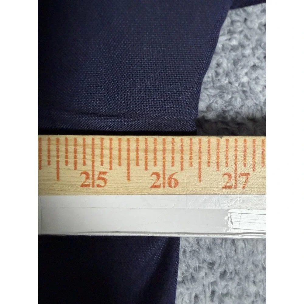 Oak Hill Perfect Fit Sport Coat Blazer Mens 52L Navy Blue Brass Buttons Stretch